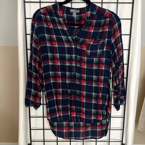 Market & Spruce Plaid Tunic Top Medium